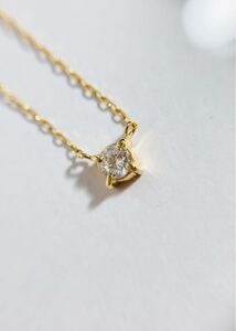 【素敵♪】照り◎ k18 0.15ct YG 一粒ダイヤ ネックレス