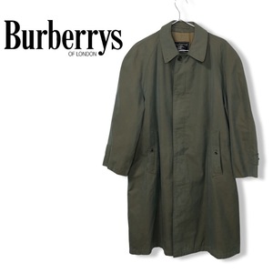 vintage★BURBERRYS バーバリー メンズ シングル ステンカラー 比翼 コート スプリングコート ベージュ 管:D:01