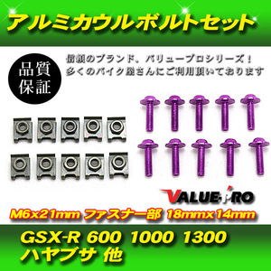 【郵送無料】アルミカウルボルトセット 10個セット M6x21mm 汎用 HONDA YAMAHA SUZUKI KAWASAKI 紫 バイオレット VIOLET