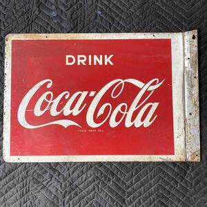 本物 コカ コーラ 昭和レトロ 鉄製 看板 袖付き ブリキ看板 ガレージ アメリカン雑貨 coca cola 当時物 ホーロー看板 ペプシ 旧車 琺瑯 