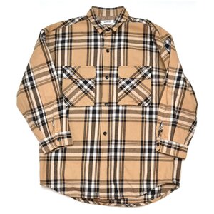 定価18480円 MONKEY TIME モンキータイム HEAVY CHECK TWILL OVER SIZED CPO ネルシャツ Lサイズ 8311-199-0125 メンズ ベージュ M984126