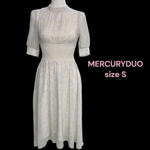 美品　MERCURYDUO オープンショルダーウエストリブ切替花柄ワンピース ロング