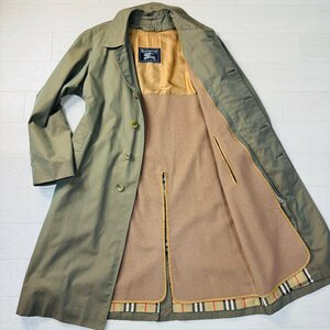 美品/M-L相当★バーバリー/BURBERRY ノバチェック ウールライナー ステンカラー コート ロング丈 ジャケット 微光沢 2WAY メンズ カーキ