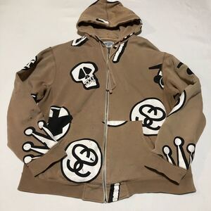 stussy ステューシー ジップアップ スウェット パーカー フーディー ロゴ L 