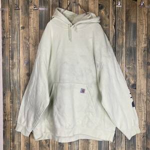 Carhartt LOOSE FIT カーハート 4XL ライトグリーン系 フーディー パーカー 汚れあり アメリカ輸入/ビンテージ/ビックサイズa/古着/古着卸