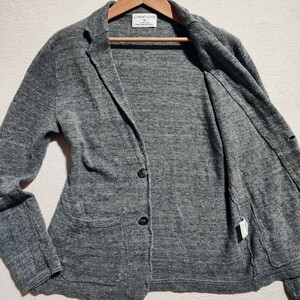 美品 L~М位 リネン100 ユナイテッドアローズ UNITED ARROWS サマージャケット ニット テーラード 麻 灰 メンズ 大きいサイズ 春 夏 爽やか