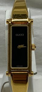 [動作未確認品] GUCCI グッチ バングルウォッチ 1500 クオーツ ゴールドメッキ ブラック レディース 腕時計 風防傷あり