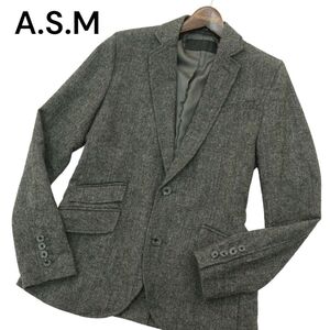 美品★ A.S.M アトリエサブ メン 秋冬 総裏 ウール ツイード テーラード ジャケット Sz.48　メンズ ASM　A4T05425_5#N