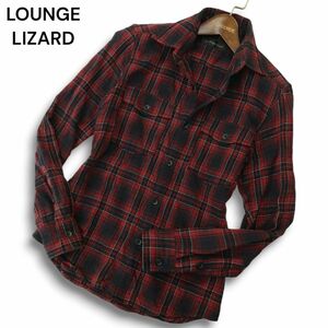 LOUNGE LIZARD ラウンジリザード 秋冬 ウール混★ 長袖 ワーク チェック ネル シャツ Sz.1　メンズ 日本製　A4T10217_9#B