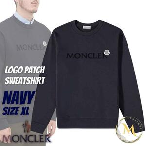 XLサイズ【新品未使用・タグ付き】MONCLER レタリングロゴ スウェット　ネイビー色　Navy　トレーナー 本物保証　◆定価９万円◆