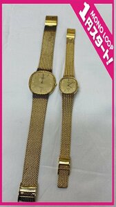 【5CM東05017F】1円スタート★LONGINES ロンジン★3386 3344★メンズ レディース★ペア ウォッチ★スクエア 2針★ゴールド★稼働★現状品