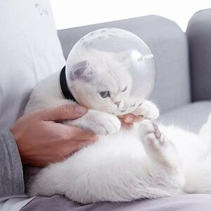 ［sunstore］★猫宇宙ヘッドギア　ネコ　口輪　ペット　噛みつき防止 拾い食い防止 傷舐め防止　傷口保護　術後ペット用品損傷避け四季兼用