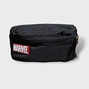 ●洗濯プレス済み● MARVEL マーベル ボディバッグ ウエストバッグ ウエストポーチ ナイロン ライク ブラック【2686】