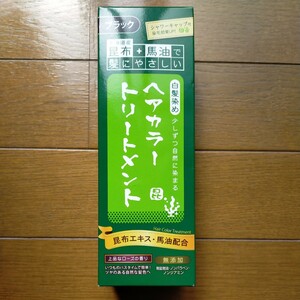 昆布+馬油で髪にやさしい ヘアカラートリートメント ブラック 上品なローズの香り 無添加 200g 染毛料 白髪染め y7052-1-HA13