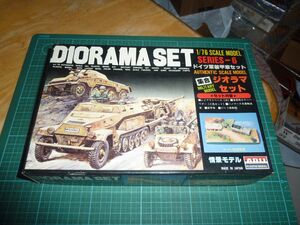 1/76　集合ジオラマセット　ドイツ軍装甲車セット　アリイ　ハノマーク兵員輸送車　装甲車　17mｍ高射砲