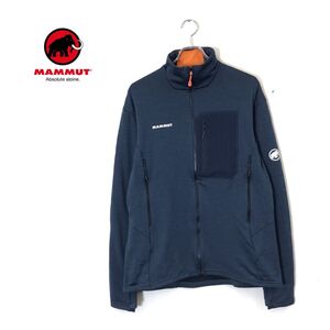 1D1538-N◆美品◆ MAMMUT マムート Eiswand Guide ML Jacket Men ミッドレイヤー ブルゾン◆sizeL ネイビー ポリエステル メリノウール