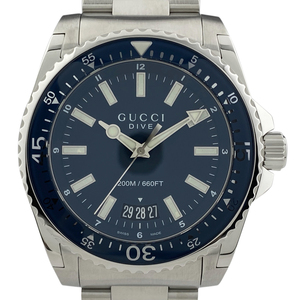 グッチ GUCCI DIVE ダイブ YA136203 腕時計 SS クォーツ ブルー メンズ 【中古】