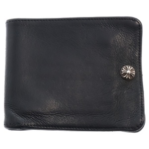 CHROME HEARTS クロムハーツ 1SNAP CROSS BALL BUTTON WALLET 1スナップ クロスボール ボタン レザー ウォレット 二つ折り財布 ブラック