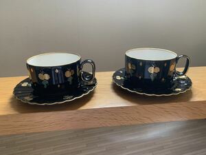 NAKAYAMA ナカヤマ陶器 カップ＆ソーサー 2客セット 金彩 金縁 コーヒーカップ 紅茶 洋食器