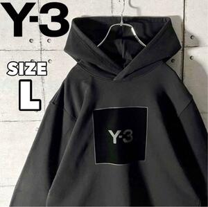 Y-3　ワイスリー　スウェット パーカー　ベロア　ボックスロゴ　 L　ブラック　黒　6436