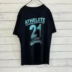 古着【M】Tシャツ 半袖 ロゴ ゴールキーパー ATHELETE 21 ネイビー