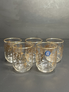 ● コレクター必見 未使用 昭和レトロ SASAKI GLASS ササキガラス コップ グラス 5客 茶器 ガラス製 おしゃれ かわいい Ja673