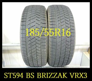 【ST594】K8205084 送料無料・代引き可 店頭受取可 2022年製造 約8部山●BS BLIZZAK VRX3●185/55R16●2本