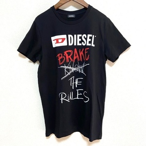 #snc ディーゼル DIESEL Tシャツ カットソー 16 黒 半袖 BRAKE THE RULES ロゴ メッセージプリント キッズ レディース [811556]