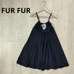 FURFUR ファーファー コットン フレア キャミワンピース 黒 レース 無地