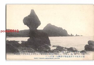 Xv8717●新潟 佐渡国外海府村大字願村 扇岩 *剥離有り【絵葉書】