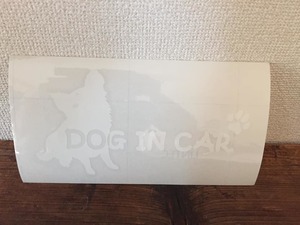 ■□■ Dog in car チワワ　カッティング　ステッカー ■□■　犬 アニマル シール デコ 雑貨 インテリア 車 ホワイト