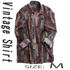 Mサイズ　VINTAGE 90’s 長袖　シャツ　ユニセックス　ワインレッド