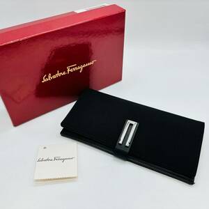 Ferragamo フェラガモ サルヴァトーレフェラガモ 長財布 二つ折り 財布 使用感 小 美品 箱付き 黒 金具スレ 小 コイン汚れ 無し 1円 6731