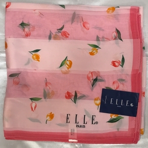 ELLE PARIS C-KT6020 大判スカーフ 絹100% 86cm x 86cm 未使用品