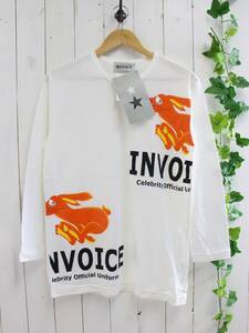 新品*INVOICE*DOG&ロゴプリント 長袖Tシャツ カットソー 2(M) ホワイト /定価7,900円