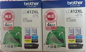 brother純正　インクカートリッジ　4色セット２箱セット　テント　ブラザーLC412XL-4PK