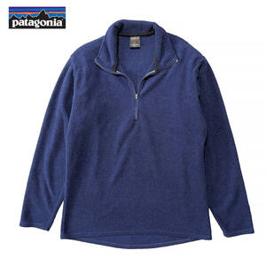 USA 古着 90S PATAGONIA CAPILENE パタゴニア アウトドア ハーフジップ 薄手 フリースシャツ ジャケット 刺繍ロゴ メンズM ネイビー AA0267