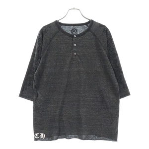 CHROME HEARTS クロムハーツ Scroll Label Logo Tee スクロールラベル ロゴ プリント 7分丈 半袖Tシャツ グレー