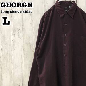 GEORGE US アメリカ古着 チェック系 長袖 ポリエステル シャツ L