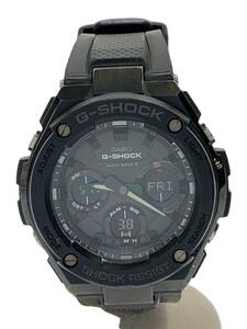 CASIO◆ソーラー腕時計・G-SHOCK/デジアナ/ラバー/BLK/BLK/SS