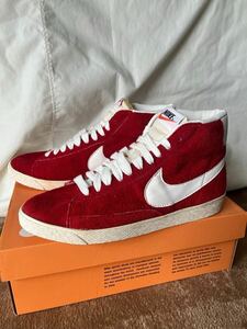 未使用　ナイキ　ブレザー Hi スエード ヴィンテージ 2008年 復刻　NIKE BLAZER HI SUEDE(VNTG) レッド 9.5インチ オレンジスウォッシュ