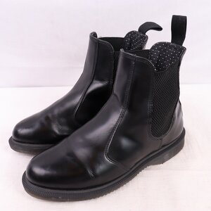 ドクターマーチン UK5/23.5cm-24.0cm/チェルシーブーツ サイドゴア 裏地ドット 黒 ブラック ブーツ レディース dr.martens 中古 dh4116