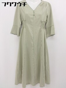 ◇ natural couture NICE CLAUP 長袖 ロング ワンピース サイズF グリーン系 レディース