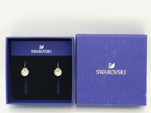 ■【YS-1】 スワロフスキー Swarovski クリスタル ピアス ■ オレンジ系 ｘ ゴールド系 トップ縦横約1.1cmｘ1cm ■ 元箱 【同梱可能商品】C