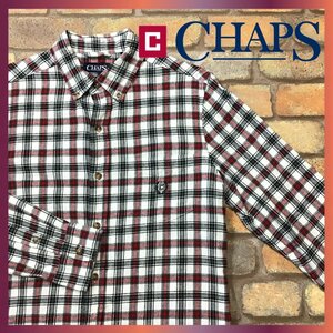 ME8-969◆USA古着◆良品◆【CHAPS チャップス】起毛 チェック 長袖 ボタンダウン ネルシャツ【メンズ S】赤 ネイビー アメカジ キャンプ