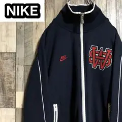 NIKE ナイキ　ワンポイント刺繍ロゴ　背面刺繍　トラックジャケット　濃紺　古着