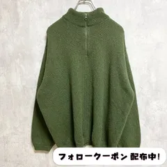 古着 used　WOOLRICH ウールリッチ　長袖ハーフジップニット　セーター　ハイネック　カーキ　ビックシルエット