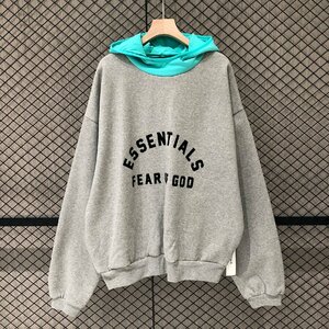 FEAR OF GOD フィアオブゴッド NYLON FLEECE HOODIE バックプリント スウェットプルパーカ パーカ グレー 中古 Ｍ TN 1