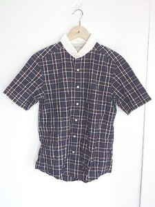 ◇ ◎ green label relaxing UNITED ARROWS チェック 半袖 シャツ サイズS ホワイト ネイビー マルチ メンズ