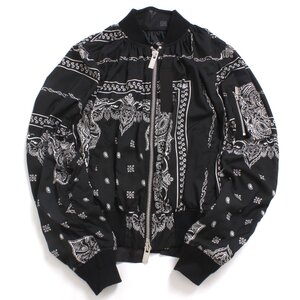 Sacai Bandana Print Bomber Jacket size1 ブラック 19-04267 サカイ バンダナ プリント ボンバージャケット